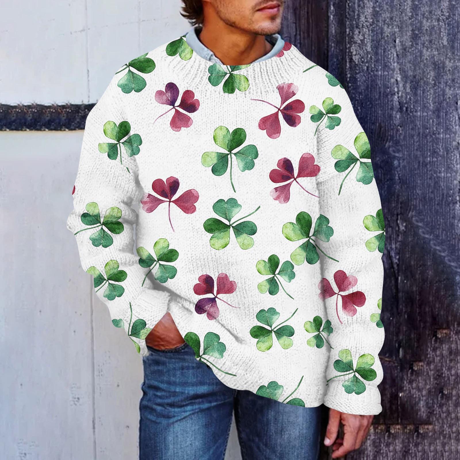 

Мужской принтованный искусственный свитер, толстовка с круглым вырезом, свободный топ с длинными рукавами XL белый