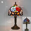 Retro Stained Glass Table Lamp E27 Colorful Art Lampshade Mediterranean Style Baroque Table Light Bedroom Bedside Decor Lighting