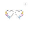 Barbie earrings [Pure Silver·Original Design] Hollow heart-shaped colorful zirconium earrings, elegant and high-end, ins style love ZJYES-YS-213
