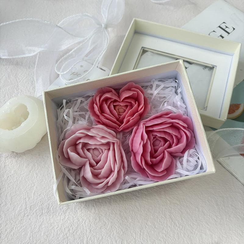 Heart Flowers Mold DIY Heart Shaped Roses Aromatherapy Candle Epoxy Resin Plaster Mould Handmade Soap Silicone Molds