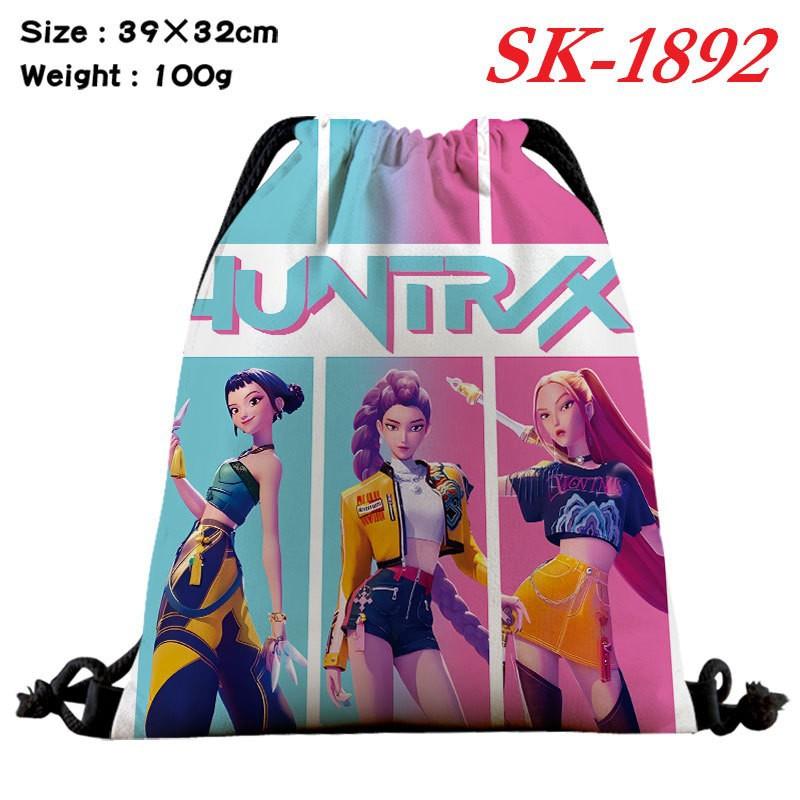 Demon Hunters Drawstring Bag Lightweight Backpack Cartoon Print Travel Fitness Clothes Storage