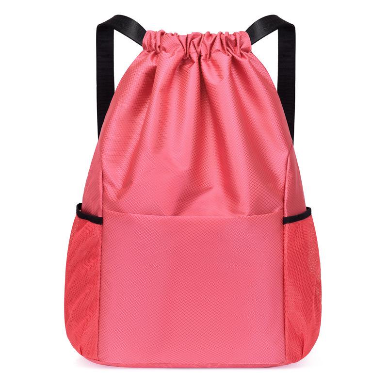 Water-Resistant Foldable Large Capacity Drawstring Sports Backpack with Logo Print for Fitness and Basketball