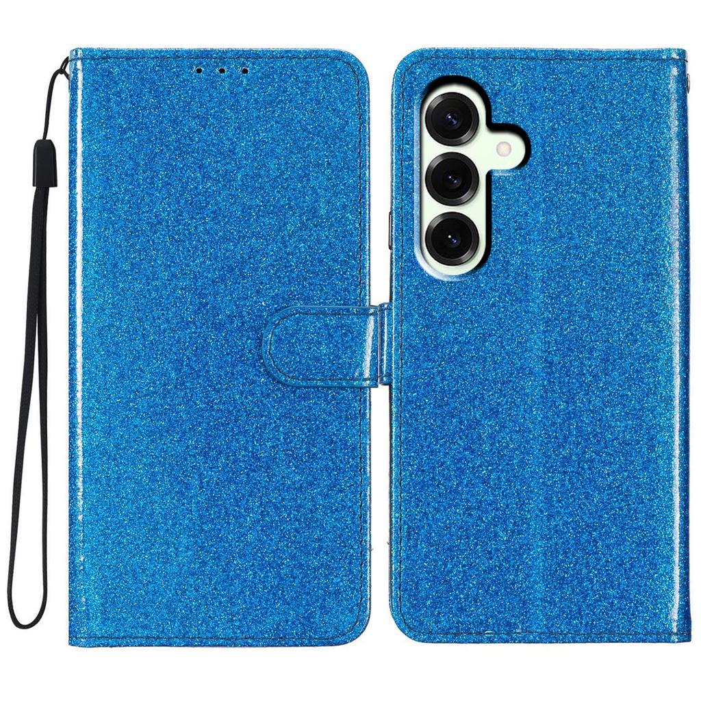 Dla Samsunga Galaxy S25 FE Etui Portfelowe Brokatowe Odporne na Zarysowania Skórzane Etui z Podstawką i Paskiem