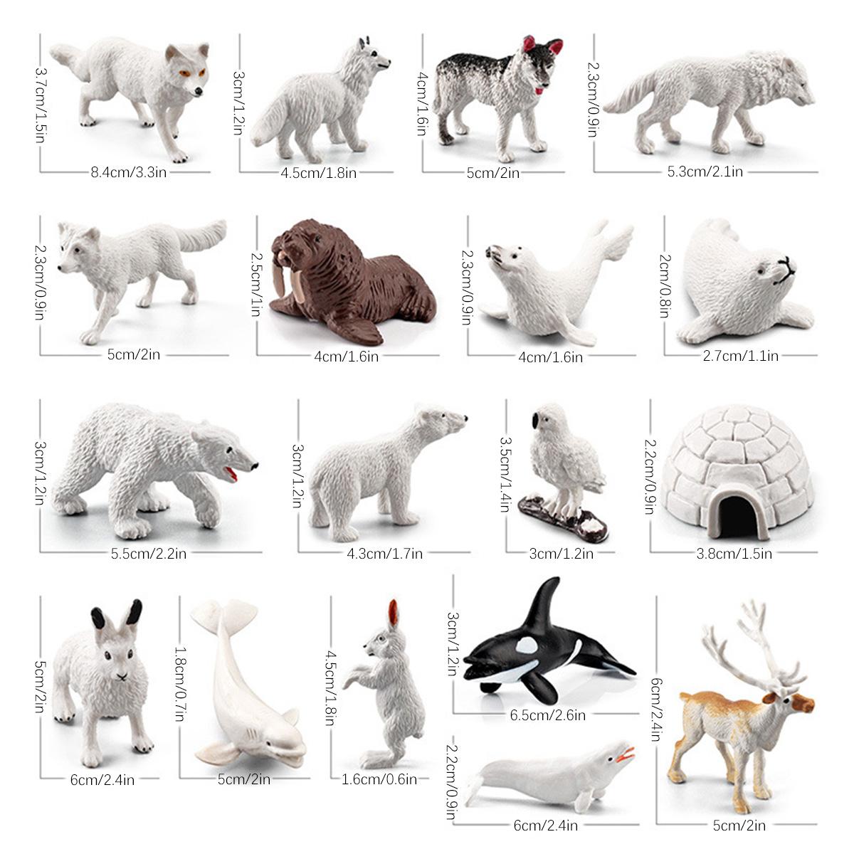 

18PCS Simulation Pola Animal Model Toy Mini Igloo Model Simulation Arctic Animals Toys 3D Arctic Animal Ornament Home Decoration