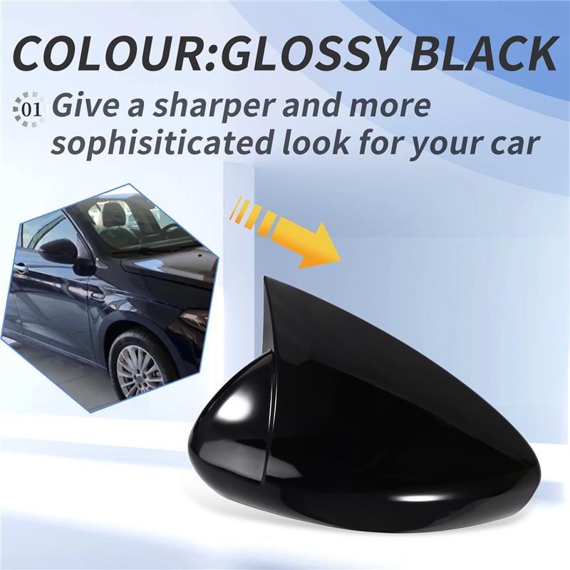Car Rearview Mirror Protective Cover ABS Horn Rearview Mirror Shell For Fiat Egea 2016-2023 Glossy Black