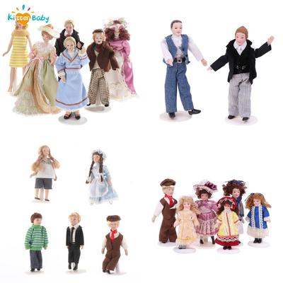 1/12 Dollhouse Miniature Porcelain Doll People Model Beautiful Youth Boy Girl Decor Doll House Toy