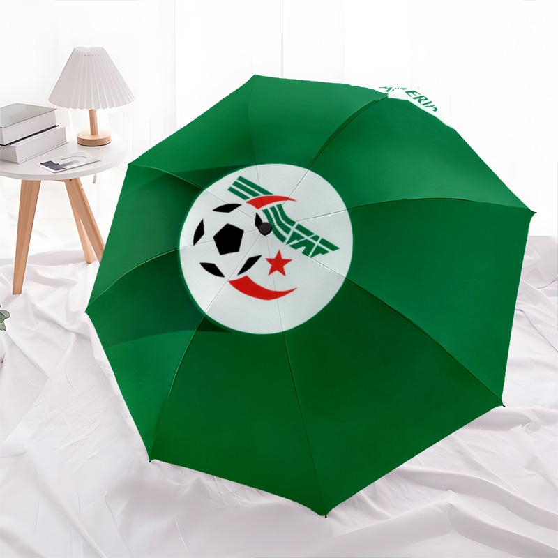 Modello squadra nazionale di calcio dell'Algeria, ombrello pieghevole automatico, design portatile e pieghevole, 8 stecche, un regalo di Natale o di compleanno.