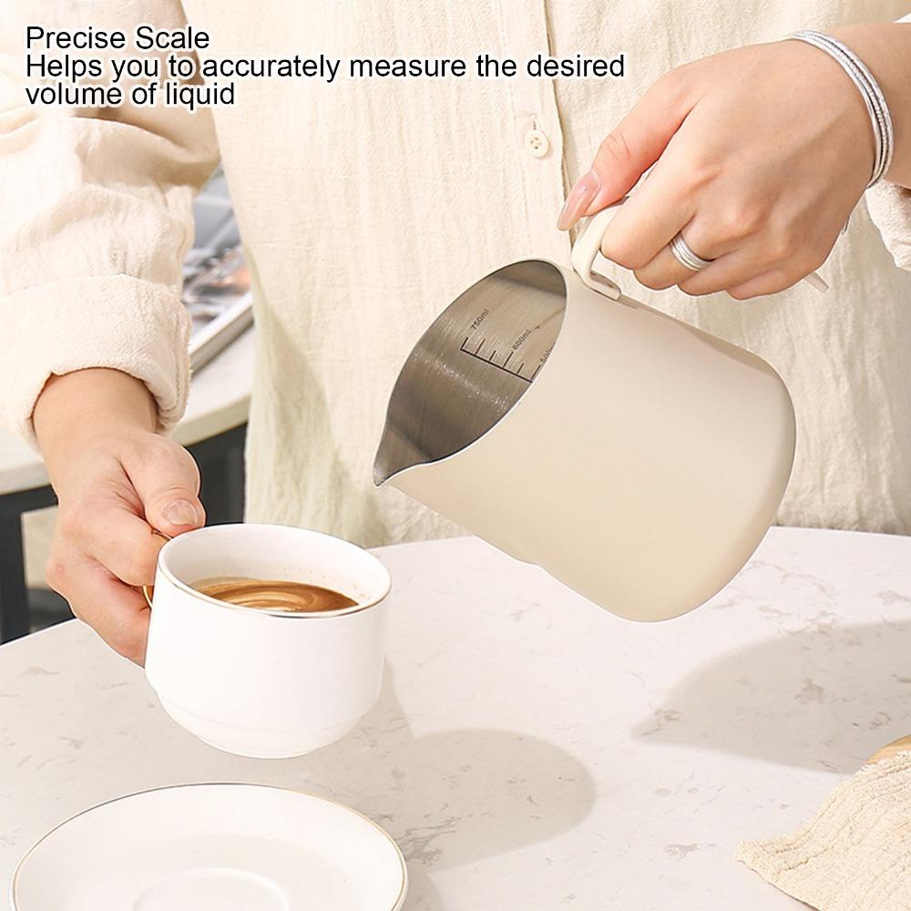 Clear Scale Coffee Steaming Pitcher Slant Spout Latte Art Pitcher Cappuccino Making