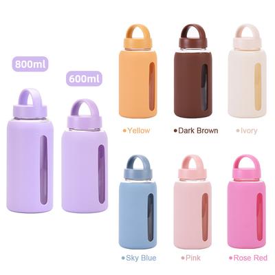 Glass 600Ml Silicone Cover Water Cup Wear-Resistant And Non-Slip Portable Outdoor Sports Cup
