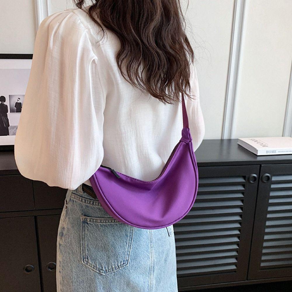 Women Fashion Nylon Crossbody Bag Portable Casual Hobos Outdoor Sport Chest Bag Underarm Bag Dumpling Shape Shoulder Bag