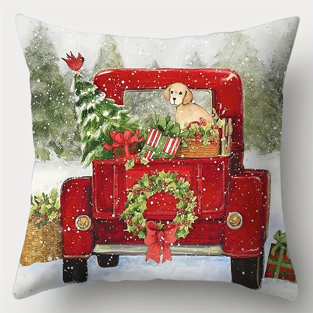 Christmas Theme Pillowcase New Year Gift Car Christmas Tree Pillow Cover Home Room Decoration Living Room Sofa Cushion Cover