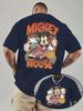 2025 Disney Halloween Mickey Mouse and Ghost Pattern Men's T-Shirt Pumpkin and Bat Design Ghost 100% Pure Cotton Printed T-shirt