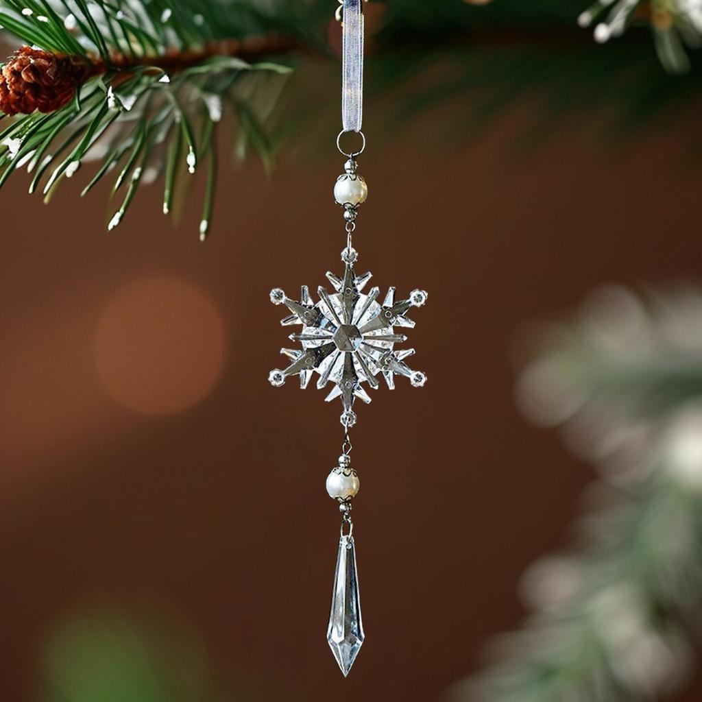 Snowflake Ornaments 2D Acrylic Snowflake Pendant Charm Christmas Ornaments For Winter Party Indoor Holiday Ceiling Office