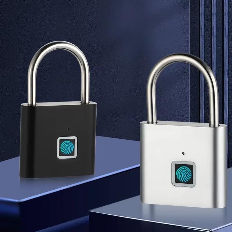Smart Fingerprint Padlock Waterproof Zinc Alloy Biometric Padlocks USB Charging Fingerprint Lock Door Lock