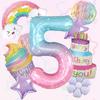 9Pcs Colorful Theme Happy Birthday Cake Rainbow Aluminum Film Balloon 1-9 Birthday Party Decoration Balloon Set Bbay Shower Gift