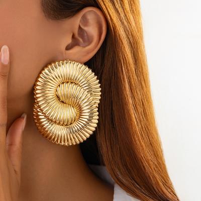 Ingemark Exageración Pendientes de Botón Geométricos Espirales Grandes para Mujer 2026 Nuevos Irregulares Metal Perforación Accesorios para Orejas Joyería Regalo