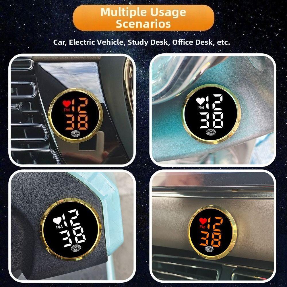 Mini Car Dashboard Clock Touch-Activated Digital Clock Stick-On Clock for Car Boat Bike Truck