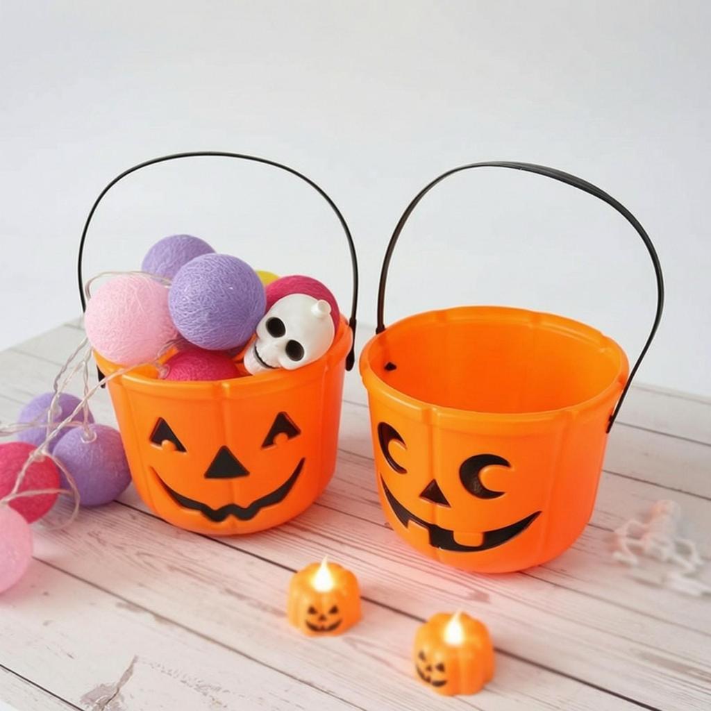 Halloween Kürbis Eimer Geräumig Jack-o'-Lantern Süßigkeiten Wiederverwendbar