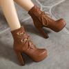 Damen High Heel Stiefeletten Neue Wasserdichte Plateau klobige Große Römische Stiefeletten für Herbst und Winter