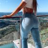 Women's European & American Style Peach Hip Skinny Jeans - Fashionable Casual Pencil Pants