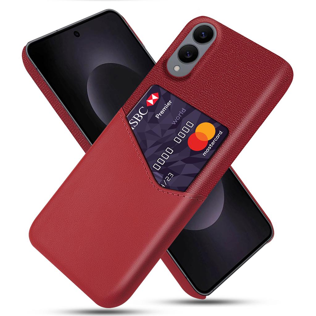 For Samsung Galaxy S25 Edge Case PU Leather Cloth Texture Hard PC Phone Cover with Card Holder