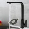 Square Kitchen Faucets 360 Degree Rotation Hot and Cold Water Taps Deck Mounted Mixer Tap Stainless Steel for Household Basin