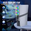 Game Console Cooling Fan with RGB Lighting Low Noise Adjustable USB External Fan Cooler for PS5 Pro/for PS5 Slim