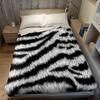 Furry Zebra Print Flannel Blanket Warm Soft Halloween Christmas Couch Warm Cozy Decorative Decor Gift For All Season