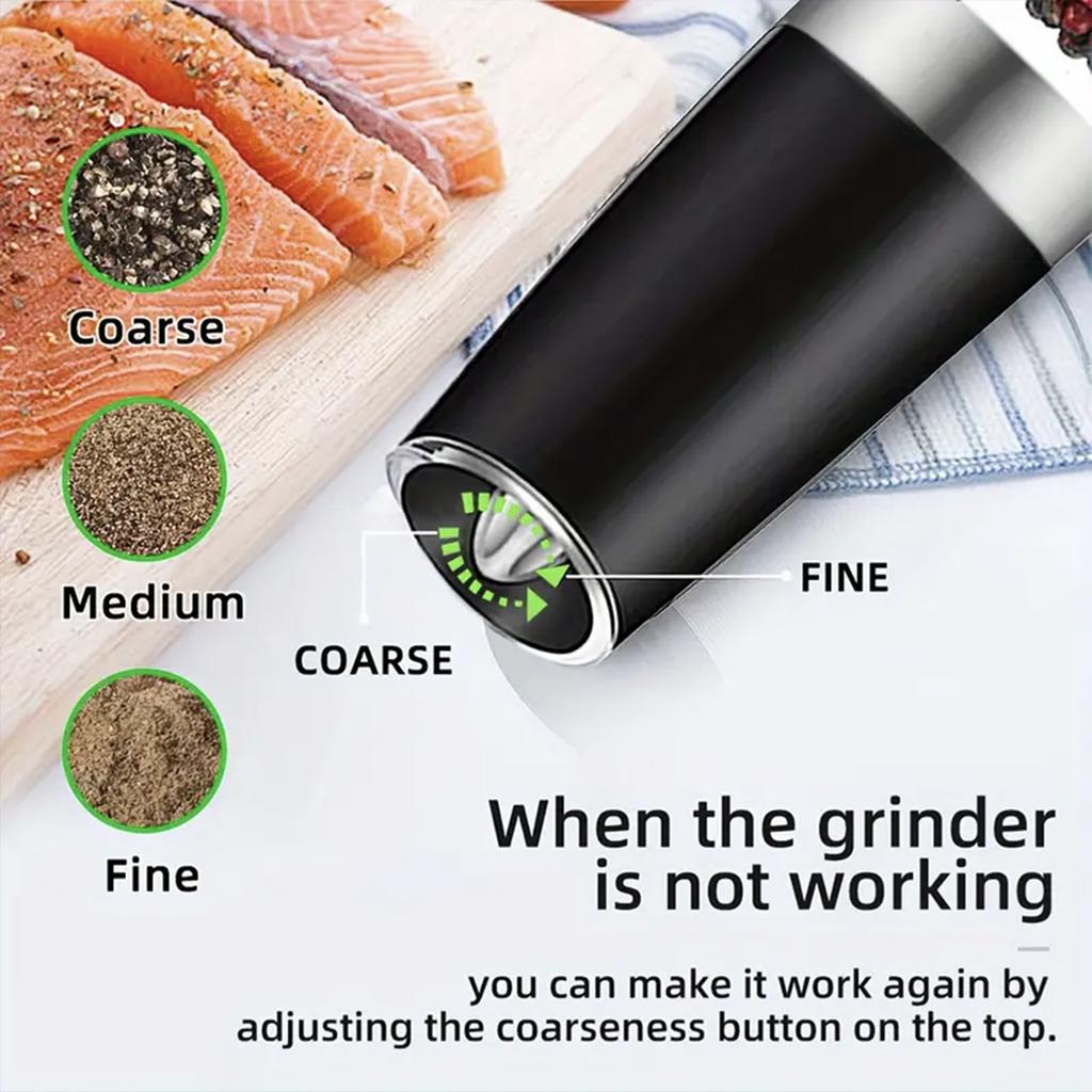 Gravity Electric Salt and Pepper Mill Tilt To Grind Automatically Battery Powered Coarseness Adjustable Upgraded Large Capac