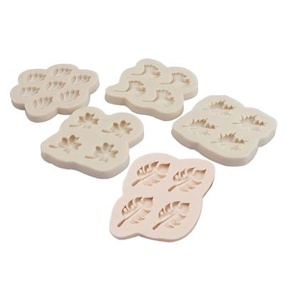 5Pcs Small Freshes Fondant Silicone Mold Ginkgos Bilobas Leaf Four-leaf Clover and Chocolate Decorative Cake Mold