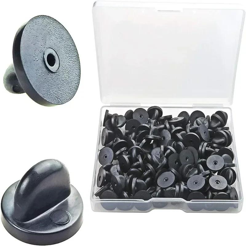 

100/50pcs PVC Rubber Pin Backs Butterfly Clutch Tie Tack Lapel Holder Clasp Pin Cap Keepers for Uniform Badges Replacement 50pcs чёрный
