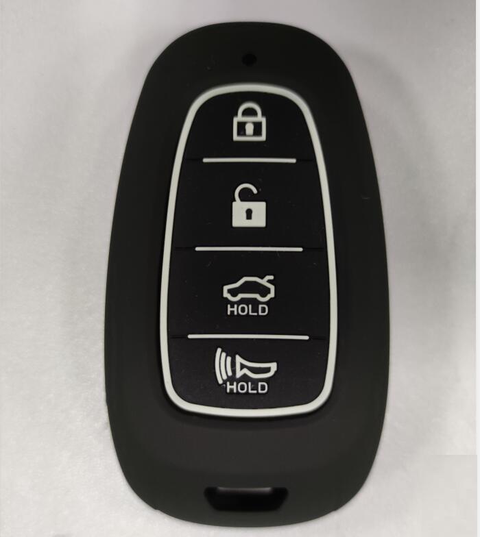 Carbon Fiber Abs +Silicone Car Key Fob Case Cover For Hyundai Solaris Sonata Hybrid Nexo Nx4 New Grand Santa Fe Tucson