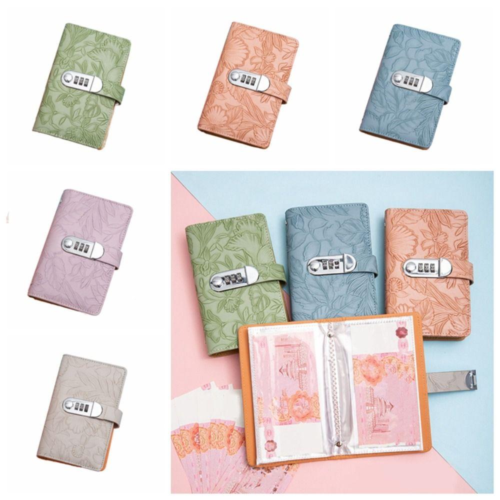 50Sheets Saving Money Binder Emboss Flower Savings Handbook Budget Binder with Lock Refillable Cash Envelopes Account Book