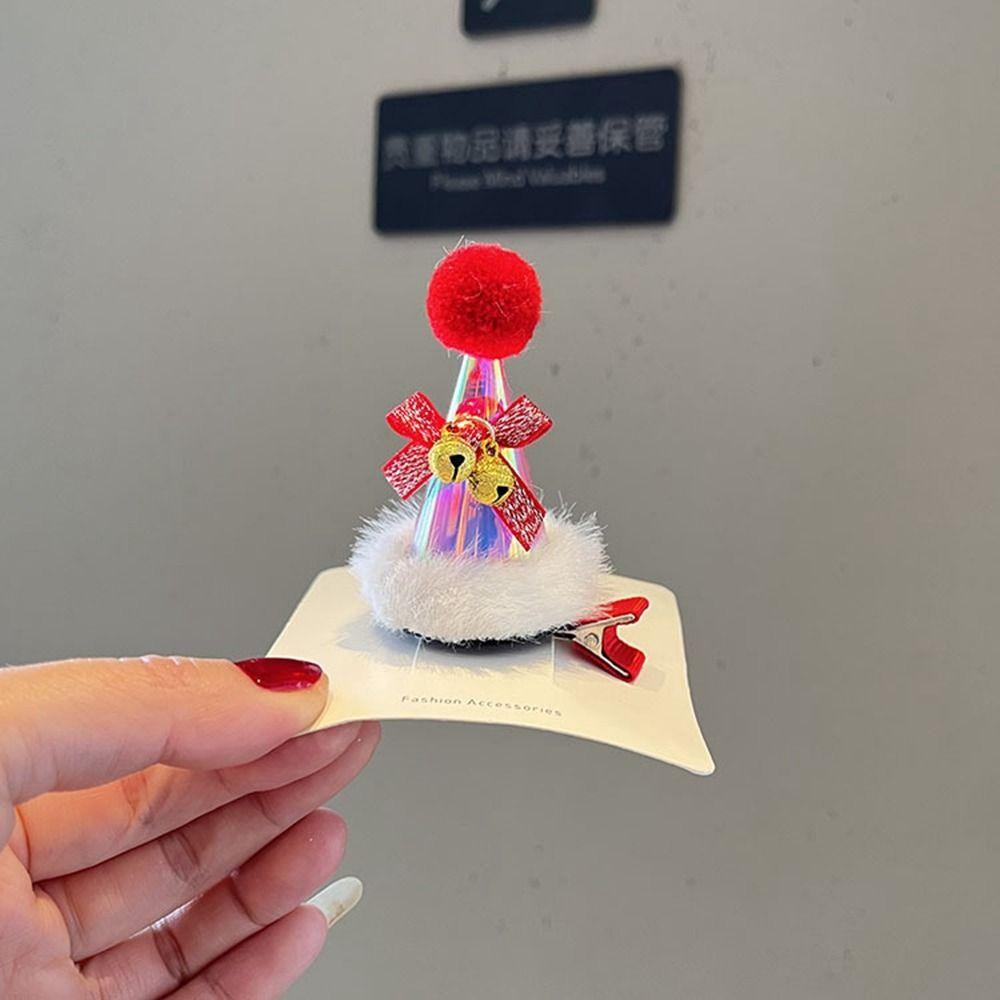 

Bowknot Christmas Hat Hairpin Antler Headband Korean Hair Accessories Glow Children Hair Clip B