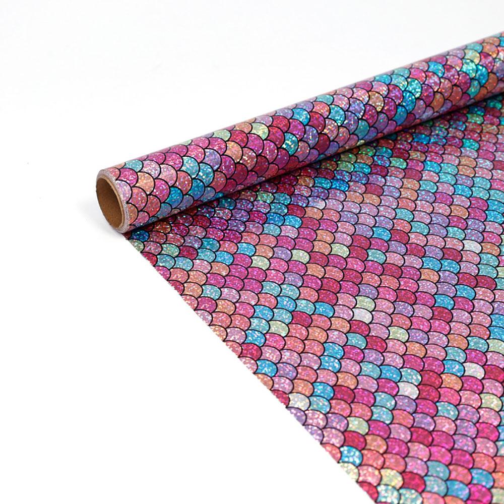 43x300cm Birthday Gift Wrapping Paper Laser Colorful Fish Scale Flower Pattern Gift Packaging Paper Birthday Party Decor Paper