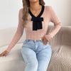 Women's Color Cable Knit Long Sleeve Sweater for Fall and Winter Casual