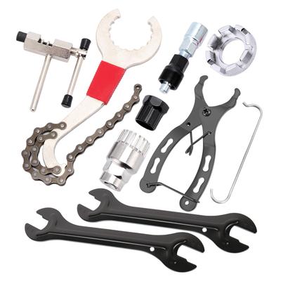 9-teiliges Fahrrad-Reparatur-Werkzeug-Set, Kassettenentferner, Schraubenschlüssel, Kettenbrecher, Kurbelabzieher, Extraktor, Speiche
