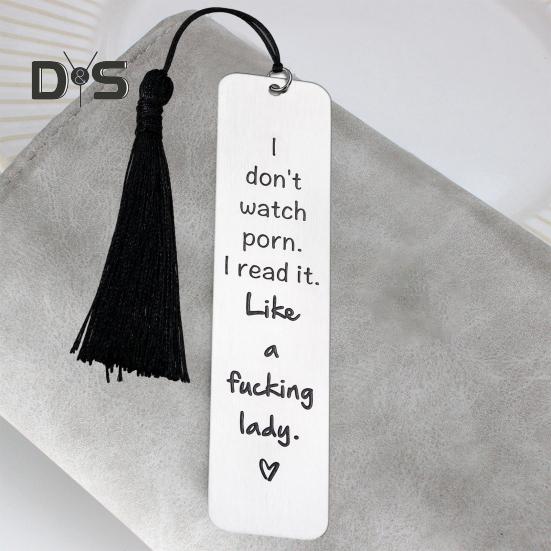 Graviertes Lesezeichen aus Metall, Geschenk „I Don't Watch Porn“, Lesezeichen aus Edelstahl mit Quastenanhänger, Geschenke für Leseratten, Männer und Frauen, Leseliebhaber