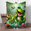 Happy Frogs Play Theme Soft Flannel Blankets,Warm Throw Blanket Comfortable Blanket for Picnic Beds Sofa Home Bedroom Cover Kids