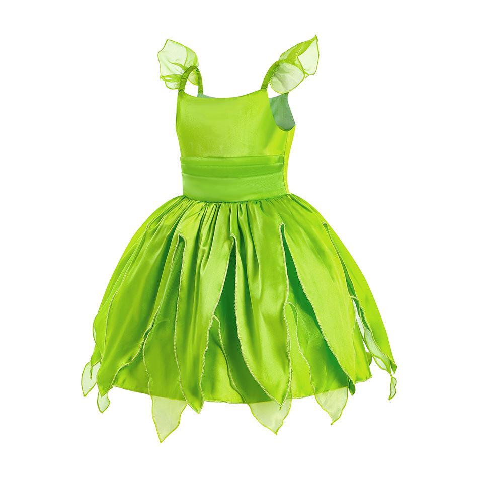 Vestito da Elfo Verde Campanellino - Costume Cosplay di Halloween per Bambini
