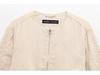 2025 Spring Women's European & American Style Linen Blend Bomber Jacket