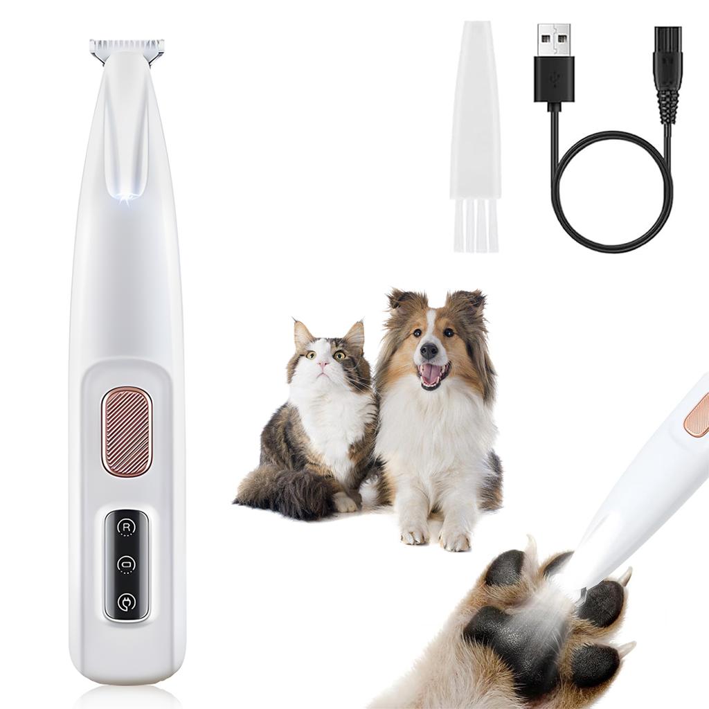 Pet Grooming Electric Hair Clipper, Low-noise USB Rechargeable Dog Nail Trimmer with LED Lights