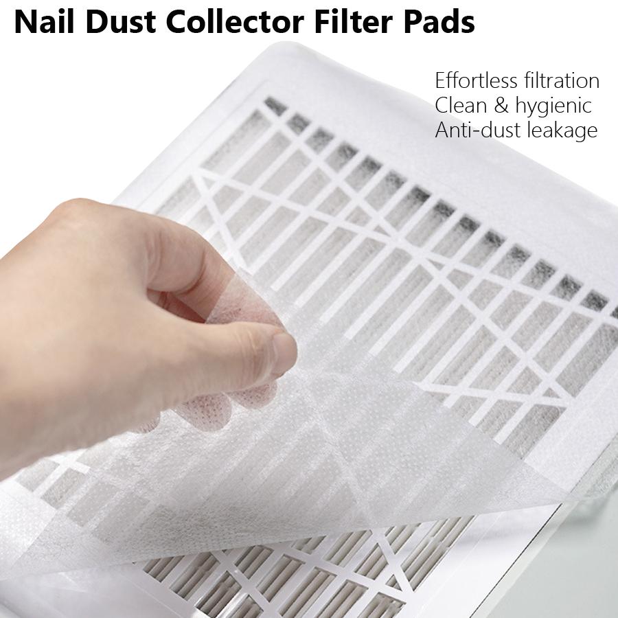 100pcs Nail Dust Collector Filter Pads, Vacuum Clean Collector Filter Paper Dustproof Fits Most Nail Salon Vacuum Cleaners