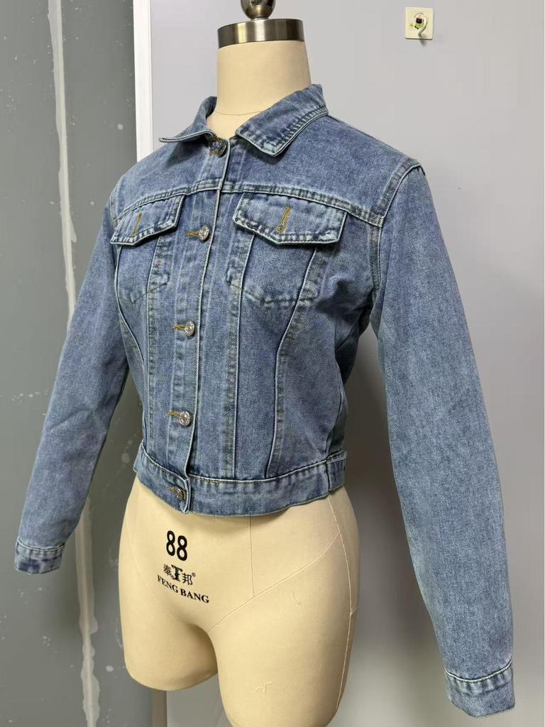 Neue Europäische und Amerikanische Damen Kurze Jeansjacke - Figurbetonte Damen Oberbekleidung