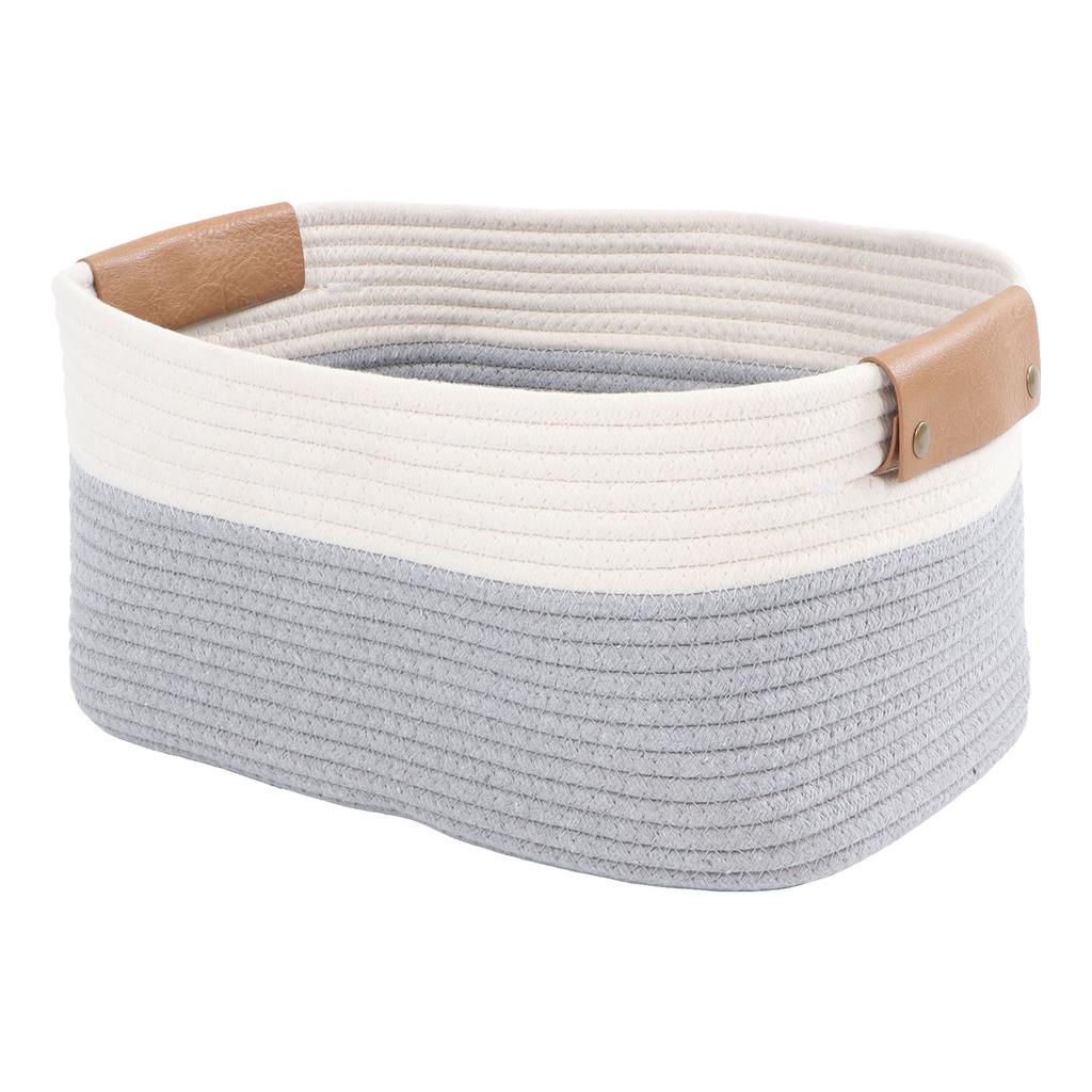 Košík z bavlněné šňůry Velká kapacita Multifunkční Pletený provazový koš na deky s uchem na prádlo
