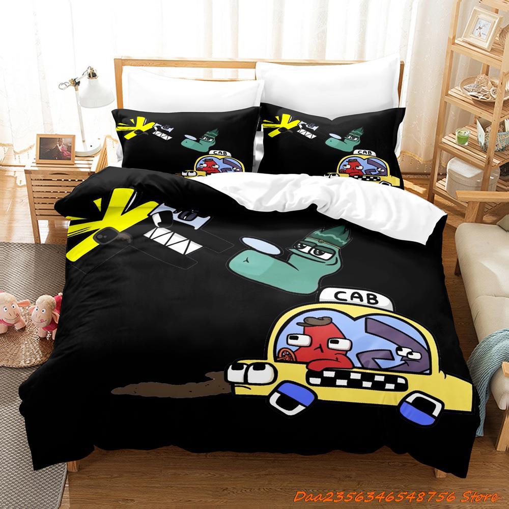 Comforter 26 Alphabet Lore Bedding Set Cartoon Anime Three-Piece Set Adult Kid Bedroom Duvet Sets Enlightenment 3D Print Kawaii