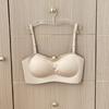 4cm Thick Push Out Solid Color Bandeau Bra, Summer One-Piece Seamless Versatile Teen Girls Strapless Bra