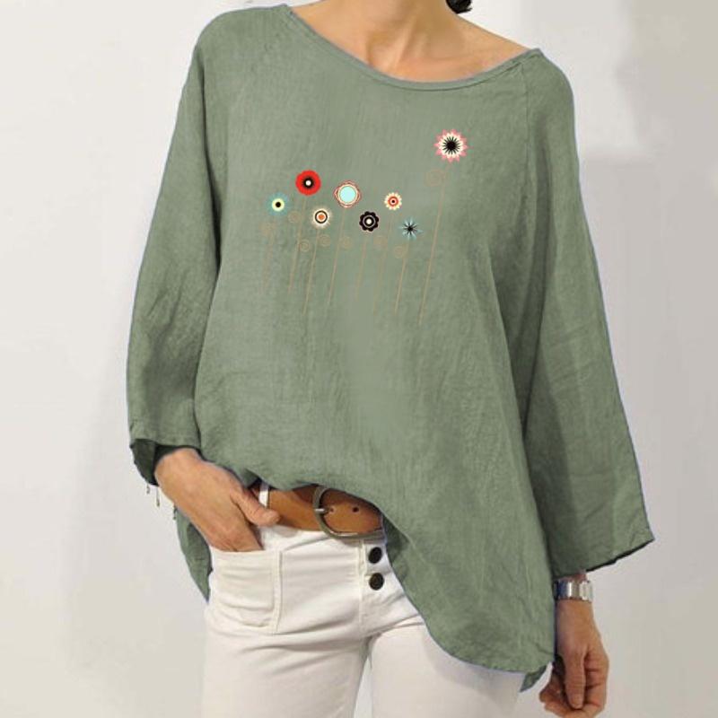 IHUASU Women's Fashion Casual Long Sleeve O-Neck Blouses & Shirts Elegant