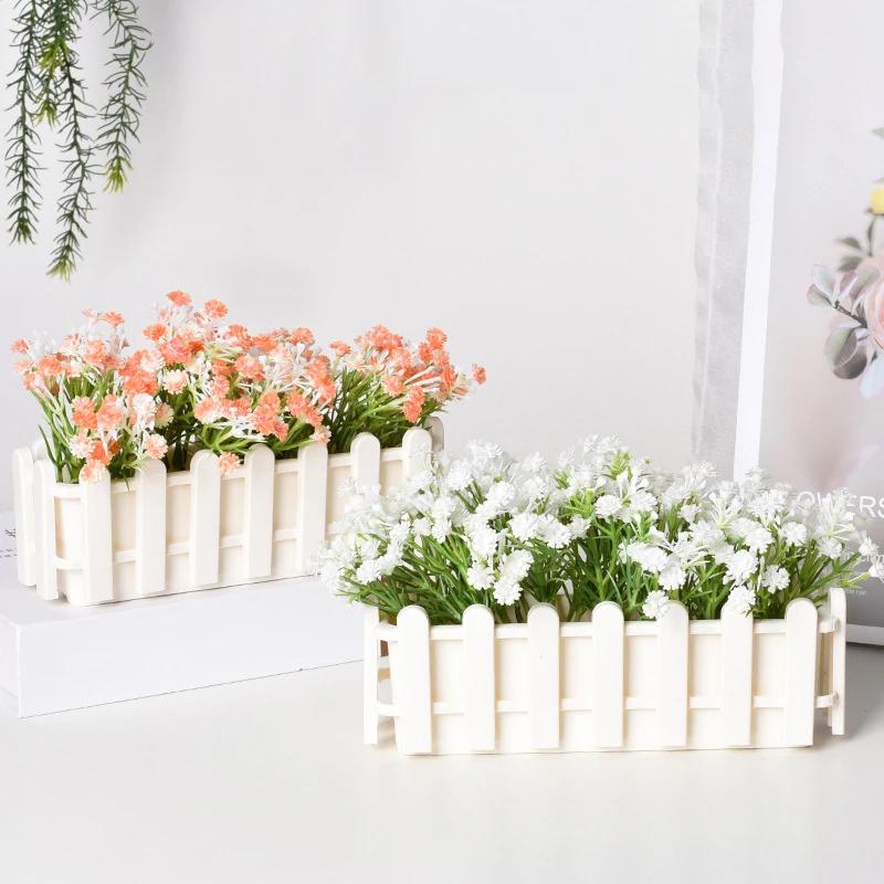Artificial Fleshy Fence False Flower Decoration | Small Fence Small Flower Arrangement Long Plastic Flower Groove Home Decor