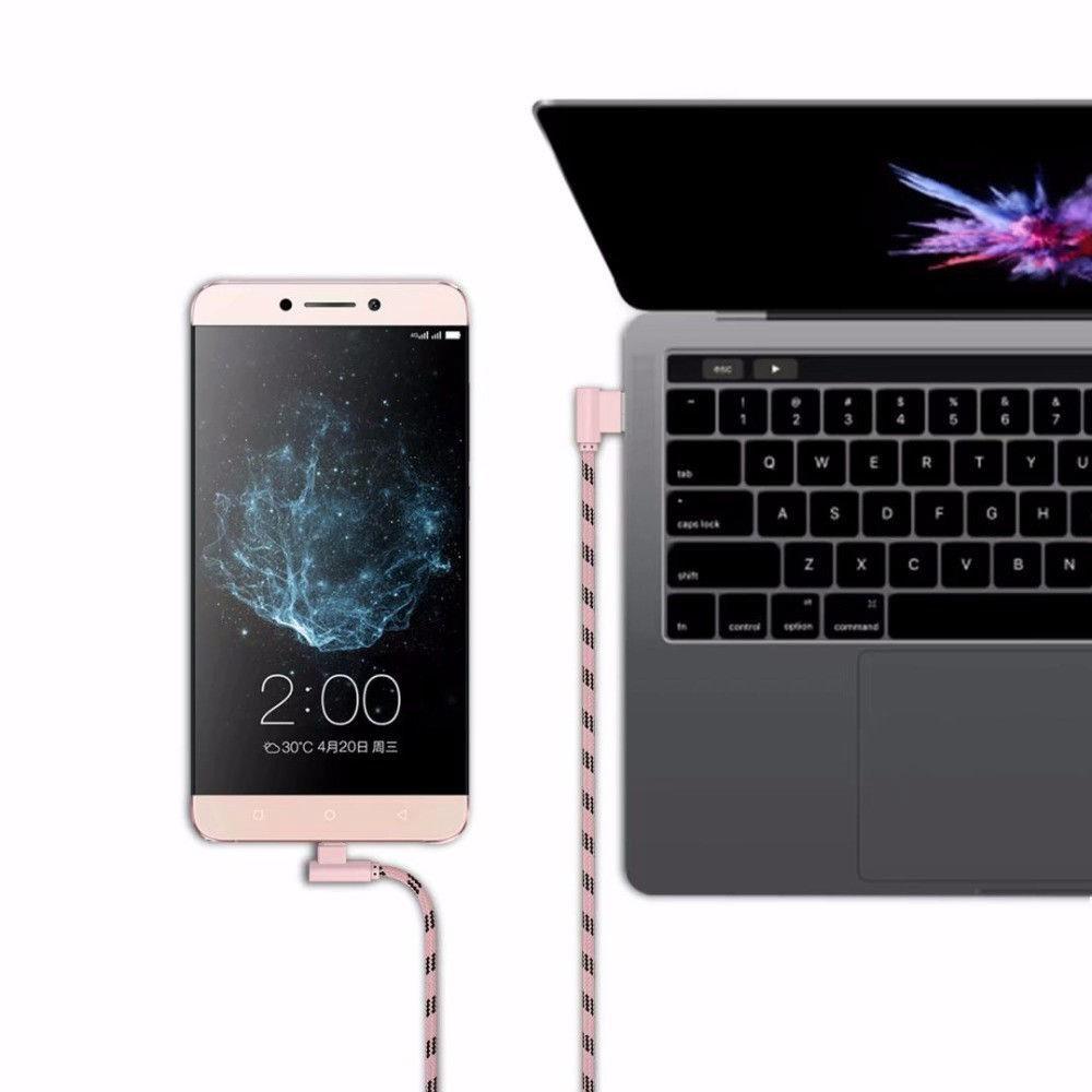 Преміальний плетенний Type C 90 градусів Прямий кут USB C Швидкісний кабель для синхронізації даних та зарядки для оптимальної продуктивності